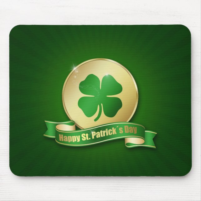 St. Patrick's Day Coin Kleeblatt Mousepad (Vorne)