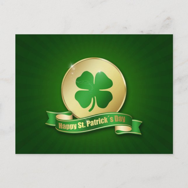 St. Patrick's Day Coin Kleeblatt Postkarte (Vorderseite)