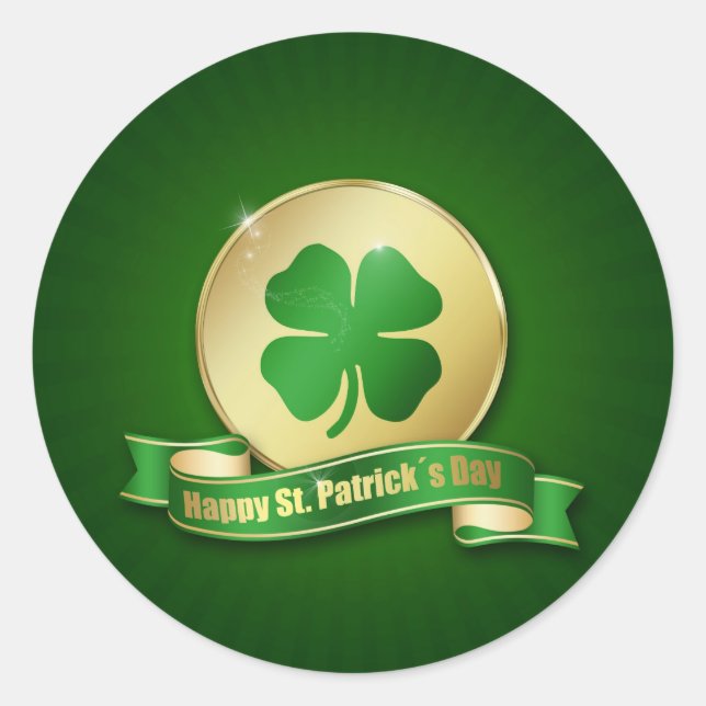 St. Patrick's Day Coin Kleeblatt Runder Aufkleber (Vorderseite)