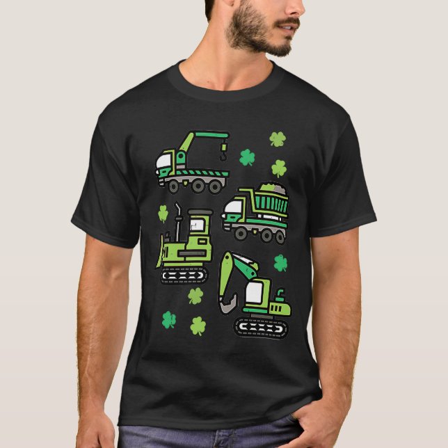 St Patricks Day Construction Trucks Funny Boys Kid T-Shirt (Vorderseite)