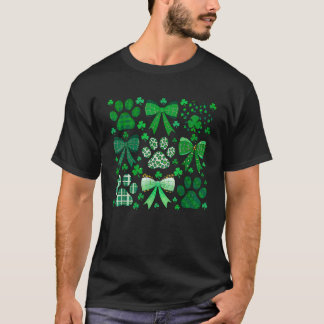 St Patricks Day Coquette Bow Dog Lover Irish Girl T-Shirt