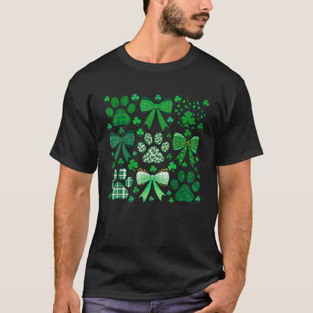 St Patricks Day Coquette Bow Dog Lover Irish Girl T-Shirt (Vorderseite)