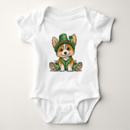 St. Patrick's Day Corgi Dog Baby Strampler