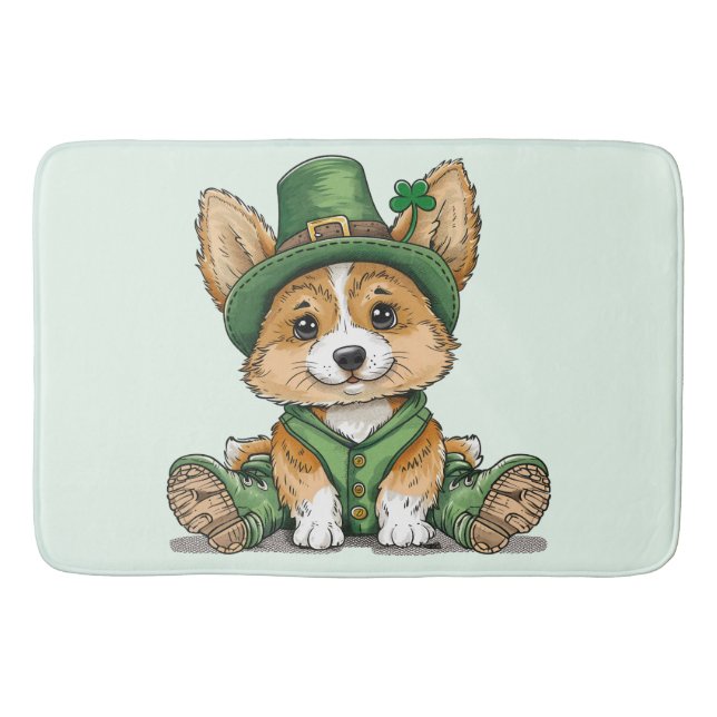 St. Patrick's Day Corgi Dog Badematte (Vorderseite)