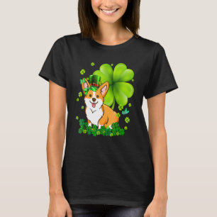 St. Patrick's Day Corgi Grünes Büffelkariert Shamr T-Shirt