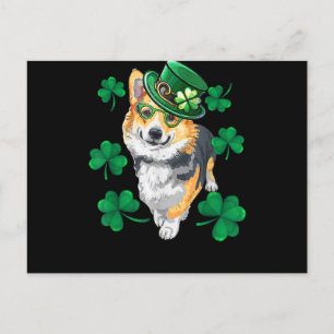 St Patrick's Day Corgi Postkarte