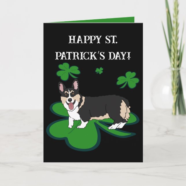 St. Patrick's Day Corgi Pup Dankeskarte (Vorderseite)