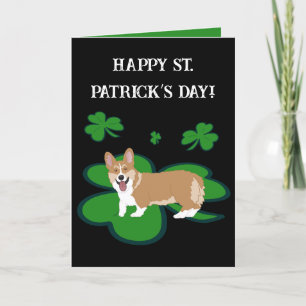 St Patrick's Day Corgi Pup Holiday Card Dankeskarte