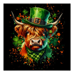 St. Patrick's Day Cow Poster