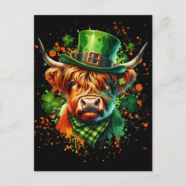 St. Patrick's Day Cow Postkarte (Vorderseite)