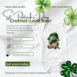 St. Patrick's Day Crochet-Look Bear Baby Strampler