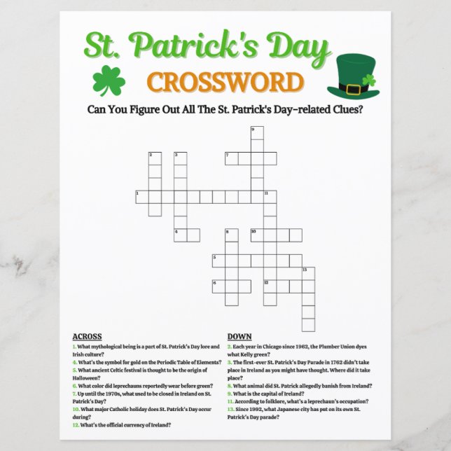 St. Patrick's Day Crossword Game (Vorderseite)