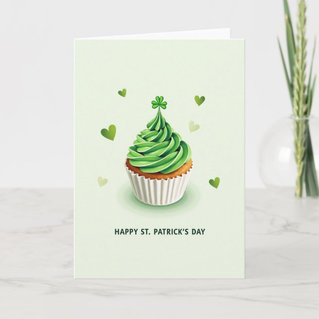St Patricks Day Cupcake Card Karte (Vorderseite)