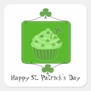 St. Patrick's Day Cupcake Quadratischer Aufkleber