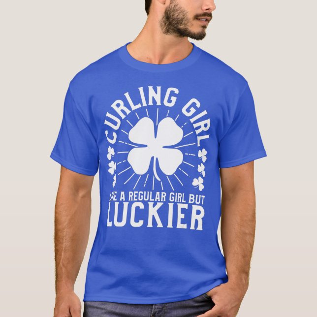 St Patricks Day Curling Girl Women Curler Geschenk T-Shirt (Vorderseite)