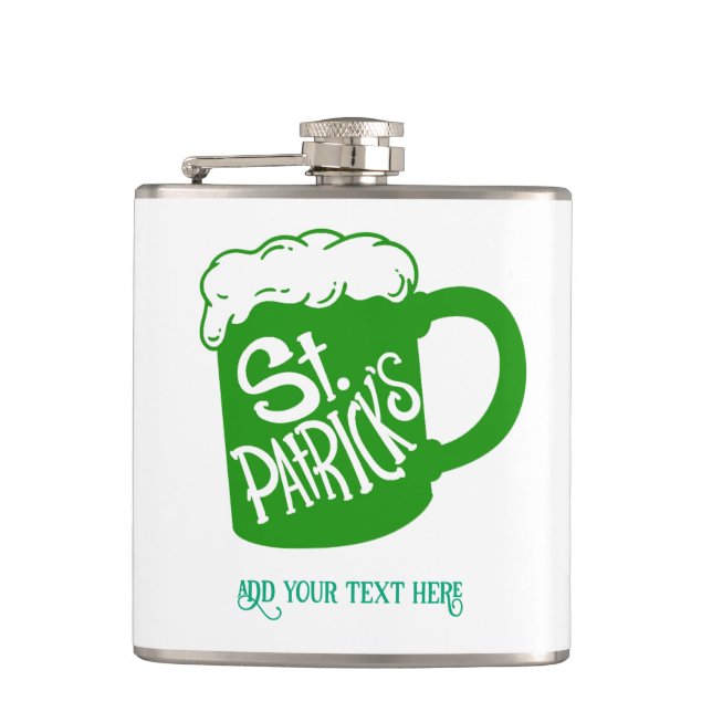 St.Patrick's Day Custom Flask Green Beer Tasse Flachmann (Vorderseite)