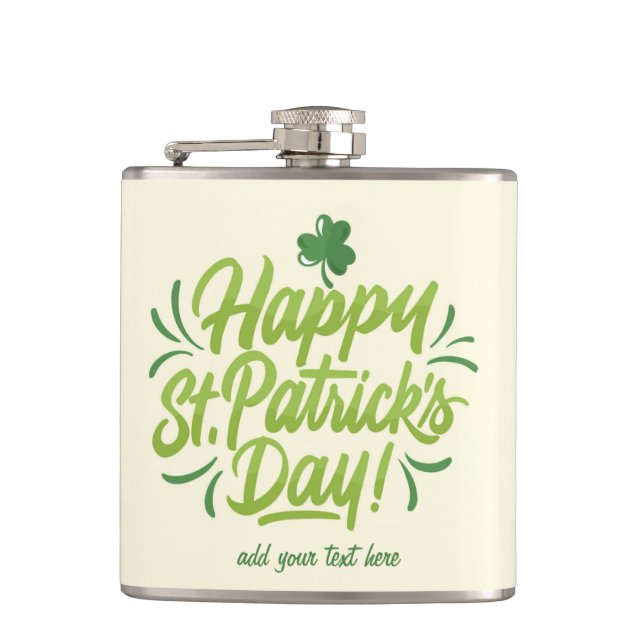 St. Patrick's Day Custom Flask Green Beer Tasse Flachmann (Vorderseite)