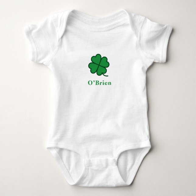 St. Patrick's Day | Custom Name Clover Design Baby Strampler (Vorderseite)