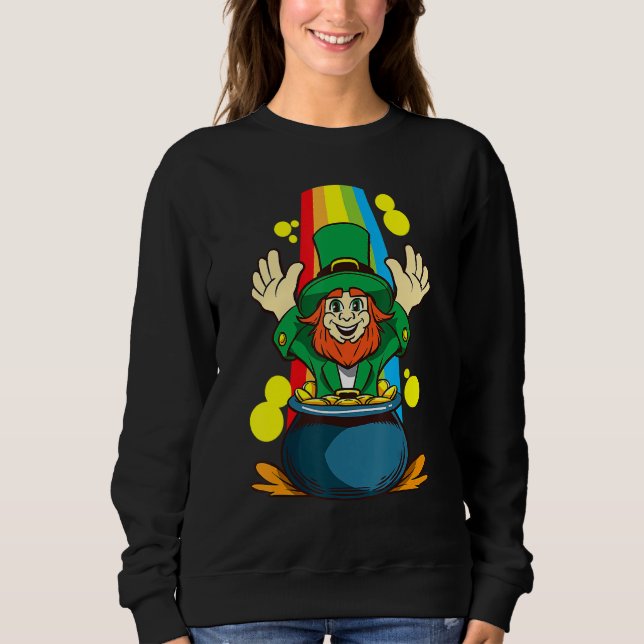St Patricks Day Cute Leprechaun Treasure Rainbow L Sweatshirt (Vorderseite)