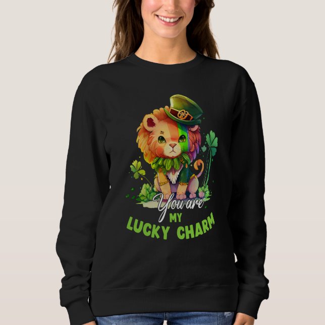 St Patricks Day Cute Luck Charm Lion Kids Sweatshirt (Vorderseite)