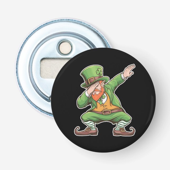 St Patricks Day Dab Dabbing Leprechaun Green Flaschenöffner (Vorderseite)