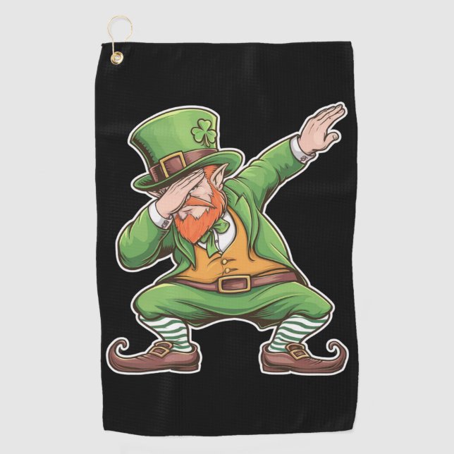 St Patricks Day Dab Dabbing Leprechaun Green Golfhandtuch (Vorderseite)