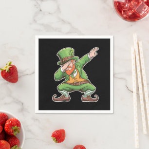 St Patricks Day Dab Dabbing Leprechaun Green Serviette
