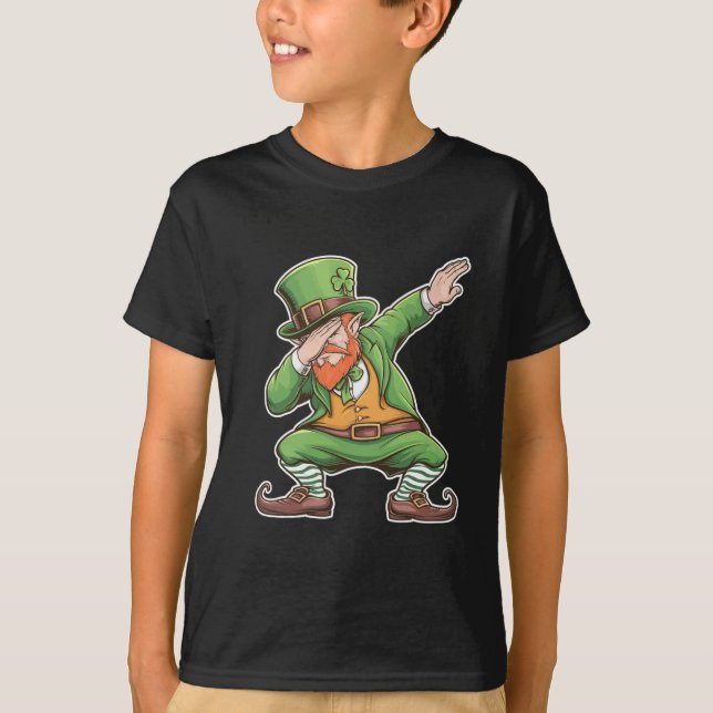 St Patricks Day Dab Dabbing Leprechaun Green T-Shirt (Vorderseite)