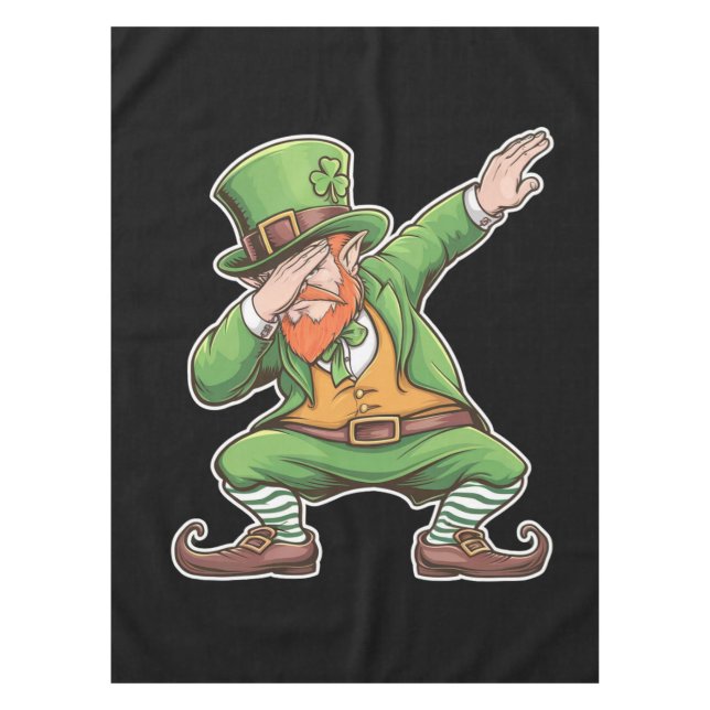 St Patricks Day Dab Dabbing Leprechaun Green Tischdecke (Vorderseite)