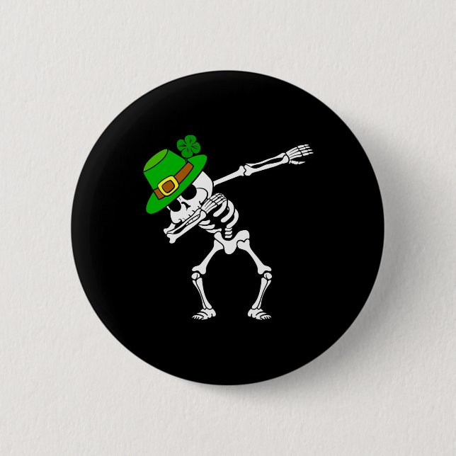 St. Patrick's Day Dabbing Dab Skeleton Irish Fun Button (Vorderseite)