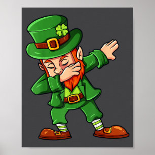 St Patricks Day Dabbing Kobold Irischer Junge Mädc Poster