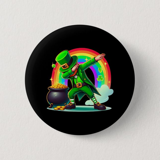 St Patricks Day Dabbing Leprechaun Boys Girls Button (Vorderseite)