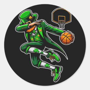 St Patricks Day Dabbing Leprechaun Boys Girls Bysk Runder Aufkleber
