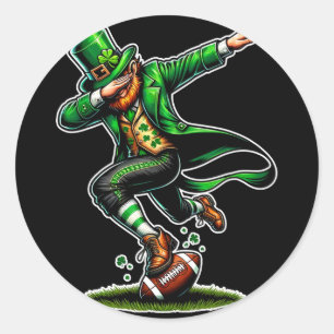 St Patricks Day Dabbing Leprechaun Boys Girls Foot Runder Aufkleber