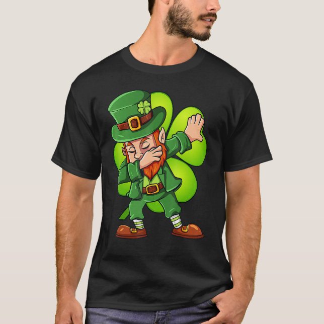 St Patricks Day Dabbing Leprechaun Clover Boys Gir T-Shirt (Vorderseite)