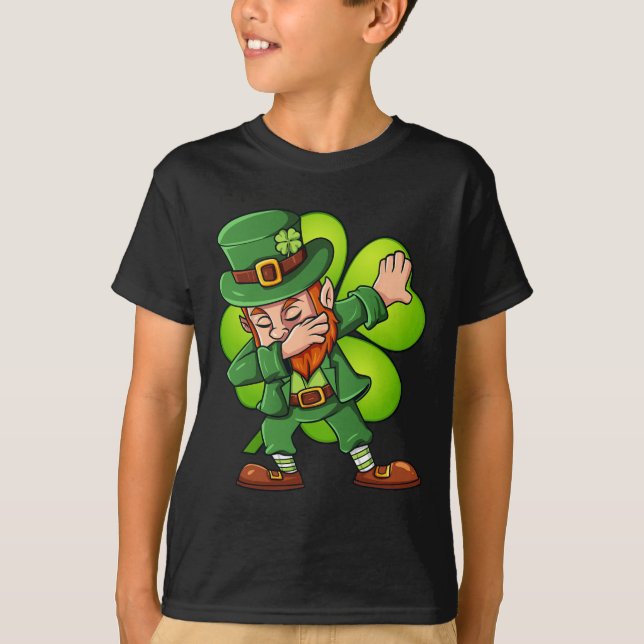 St Patricks Day Dabbing Leprechaun Clover Boys Gir T-Shirt (Vorderseite)