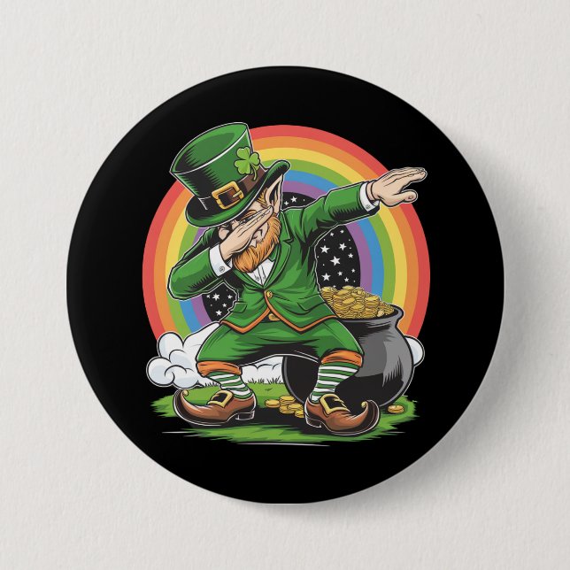 St Patricks Day Dabbing Leprechaun Dab Tance Button (Vorderseite)