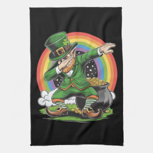 St Patricks Day Dabbing Leprechaun Dab Tance Geschirrtuch