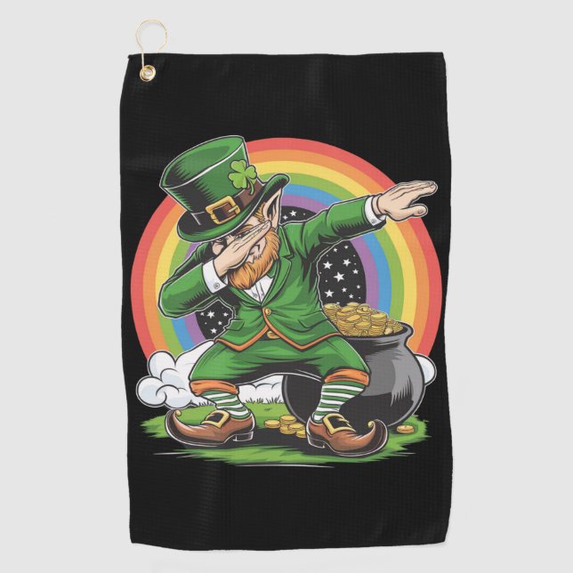 St Patricks Day Dabbing Leprechaun Dab Tance Golfhandtuch (Vorderseite)