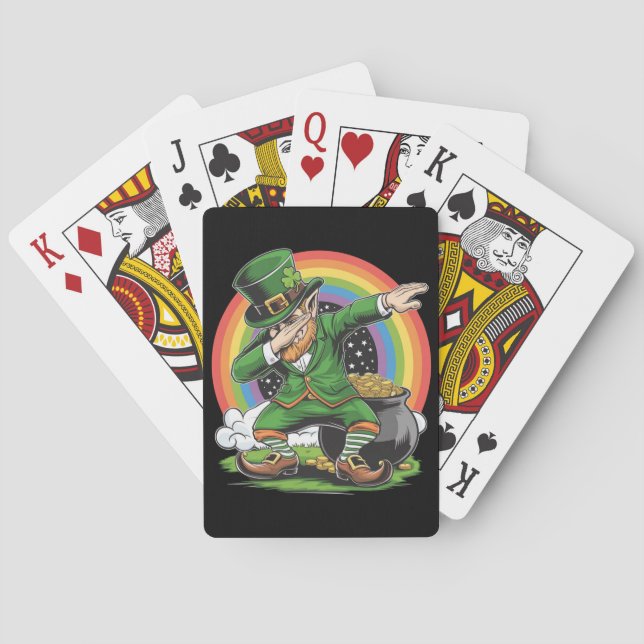 St Patricks Day Dabbing Leprechaun Dab Tance Spielkarten (Rückseite)