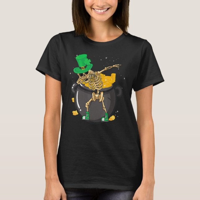 St Patricks Day Dabbing Leprechaun Day Skull Kids  T-Shirt (Vorderseite)