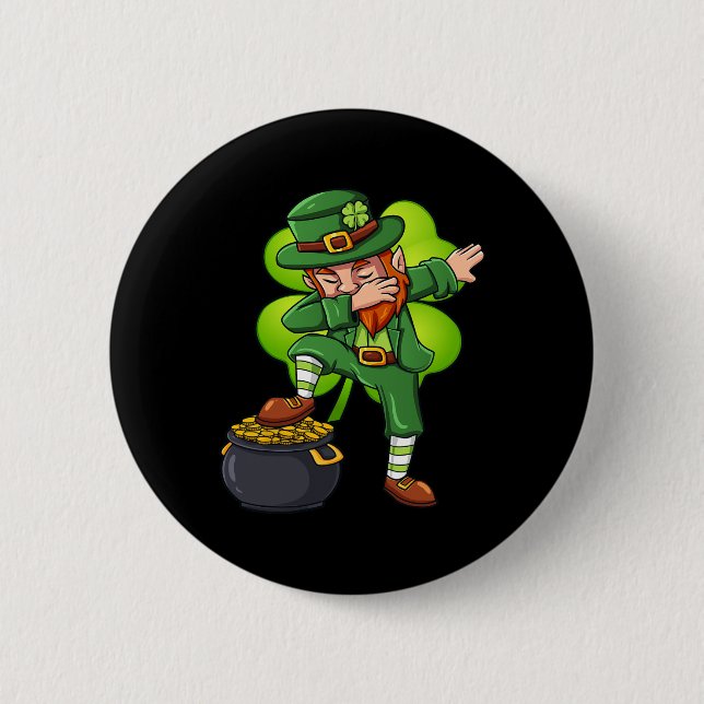 St Patricks Day Dabbing Leprechaun Irish Boys Girl Button (Vorderseite)