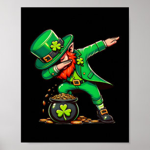St Patricks Day Dabbing Leprechaun Jungen Mädchen Poster