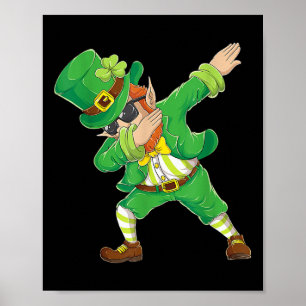 St Patricks Day Dabbing Leprechaun Shirt Kinderjun Poster