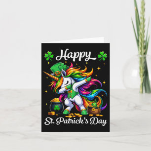 St Patricks Day Dabbing Unicorn Karte