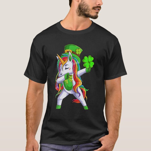 St Patricks Day Dabbing Unicorn Leprechaun Leprico T-Shirt (Vorderseite)