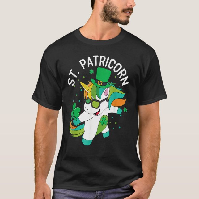 St Patricks Day Dabbing Unicorn Leprechaun Leprico T-Shirt (Vorderseite)