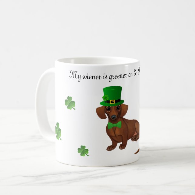 St. Patrick's Day Dachshund Kaffeetasse (Vorderseite Links)