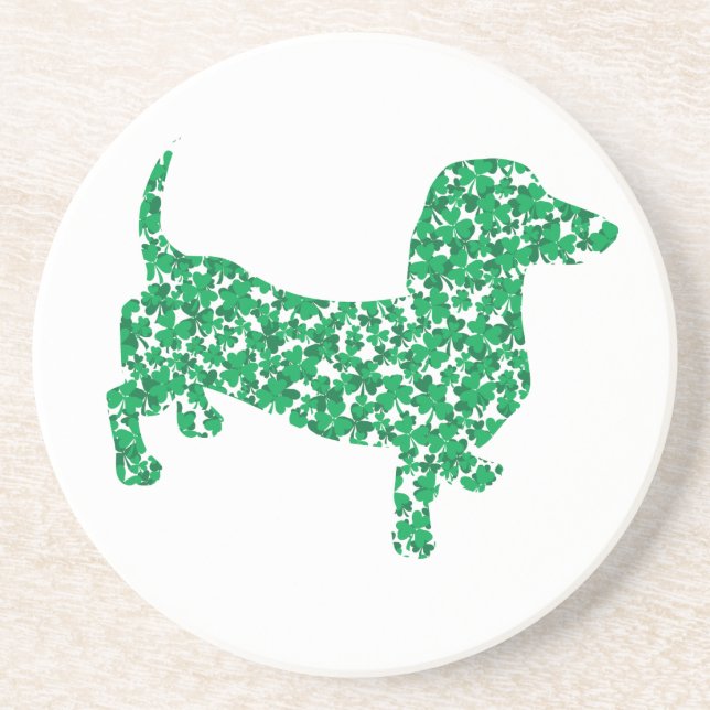 St. Patrick's Day Dackel Getränkeuntersetzer (Vorne)