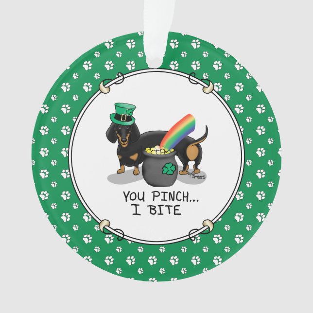 St. Patrick's Day Dackel (schwarz & tan) Ornament (Vorderseite)